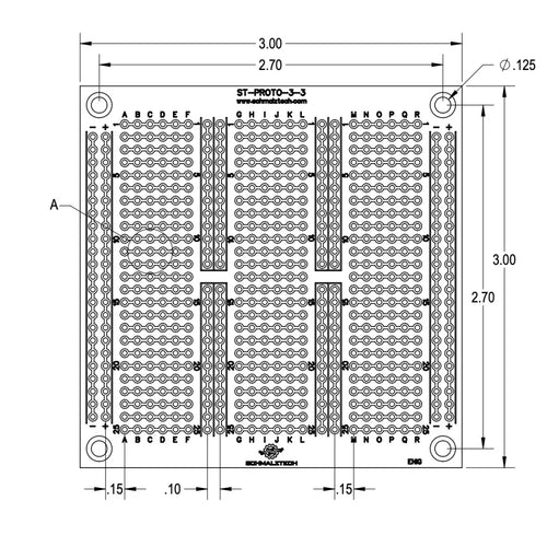 Prototyping PCB, Protoboard - 3&quot; x 3&quot;