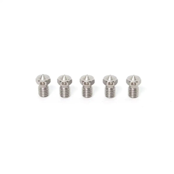 E3D V6 Clone Stainless Steel Nozzle for 1.75mm Filament - 0.3mm (5 Pack)