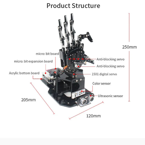 Hiwonder Uhandbit Programmable Robotic Hand for AI Learning (No micro:bit included)