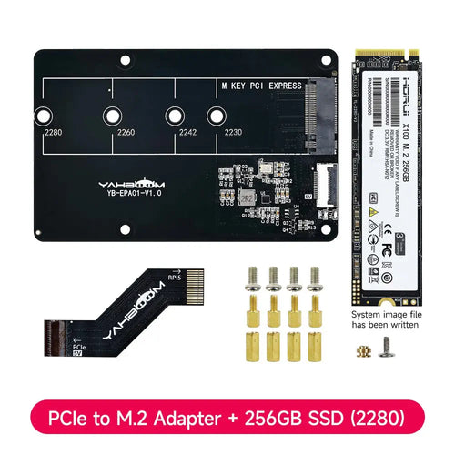 PCIe to M.2 adapter expansion board for Raspberry Pi 5-Board + 256G SSD