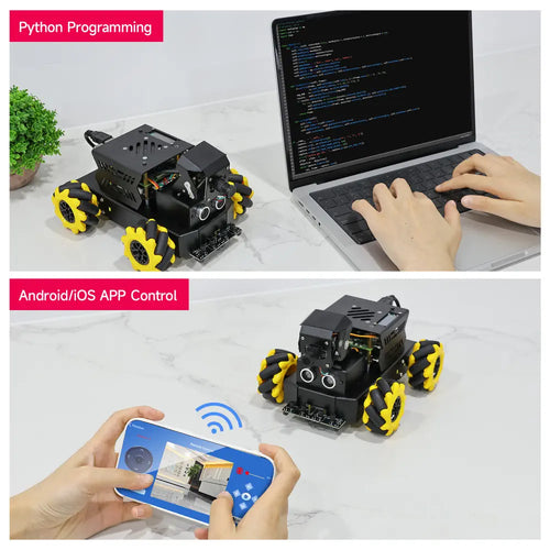 Yahboom AI Vision Robot Raspberry Pi 5 Car with 2DOF HD Camera Support Python Progamming Open Source DIY Robot Kit for 16+ Teens(With RPi 8G Board)