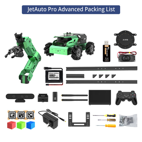 JetAuto Pro ROS Robot Car with Vision Robotic Arm Powered by Jetson Nano Support SLAM Mapping/ Navigation/ Python (Advanced Kit/SLAMTEC A1 Lidar）