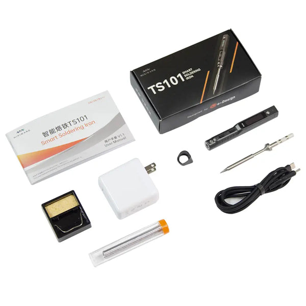 Mini Electric Soldering Iron Kit TS101, Programmable, Type-C, OLED Display, USB Wall Charger Powered, Black