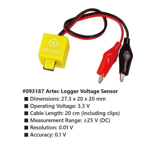 Voltage Sensor for Artec Logger Main Unit Educational Wireless Data Logger - Study Principles of Electricity - Easy and Real Scientific Experiments Educational Toolkit