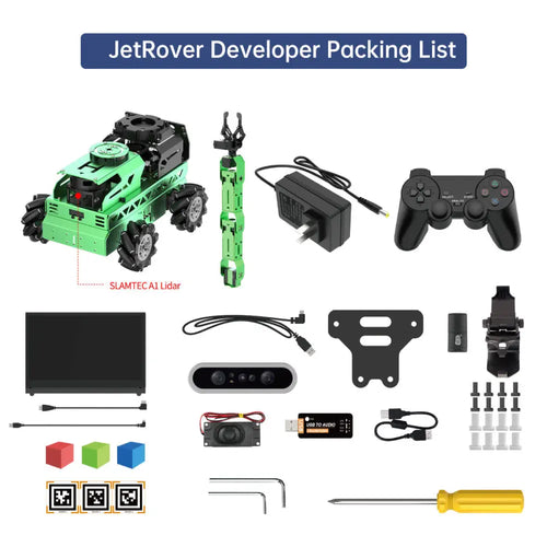 JetRover ROS Robot Car with Vision Robotic Arm Support SLAM Mapping/ Navigation (Developer Kit with Jetson Orin Nano 8GB, Mecanum Chassis, Lidar A1)