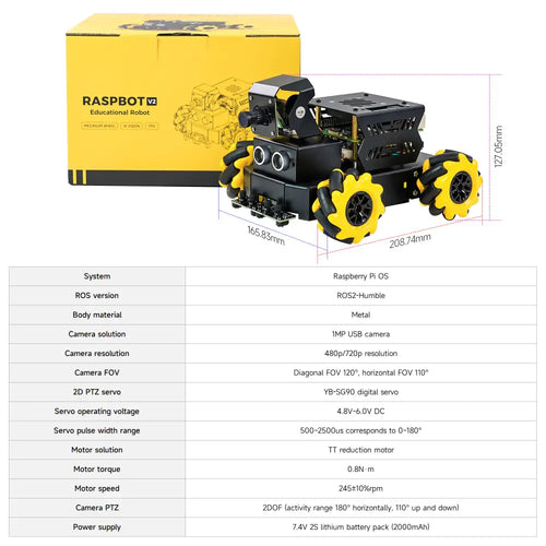 Yahboom AI Vision Robot Raspberry Pi 5 Car with 2DOF HD Camera Support Python Progamming Open Source DIY Robot Kit for 16+ Teens(With RPi 8G Board)