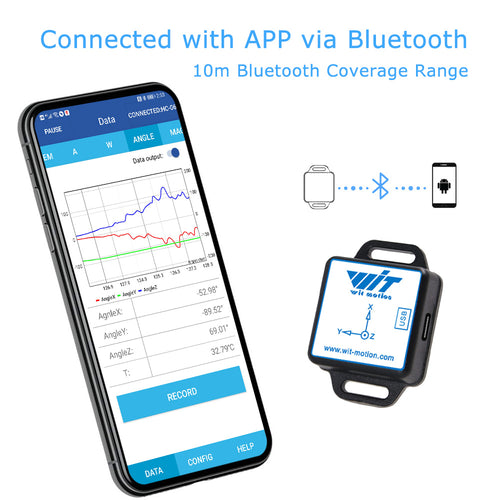 Bluetooth BWT901CL 200Hz MPU9250 AHRS 9-Axis Gyroscope, 0.05 XY Accuracy, Magnetometer &amp; Kalman Filter
