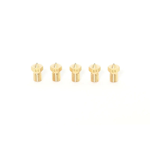 E3D V6 Clone Brass Nozzle for 1.75mm filament -0.6mm - 5 Pack for Smooth 3D Printing