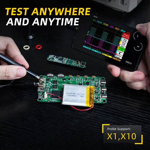 Pocket-Sized DS212 Oscilloscope, Rechargeable, 2 Channels, 1MHz