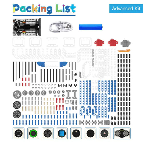 Yahboom Micro bit Building Block Robot Kit 16 in 1 STEM Projects DIY Science Educational Toys for Kids Age 10+ (Advanced Kit Without Microbit)