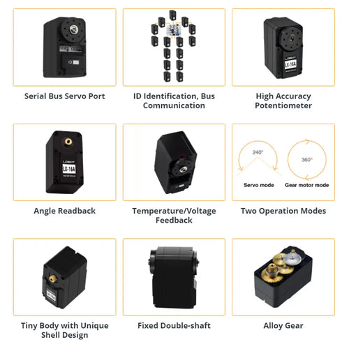 Hiwonder LX-16A Full Metal Gear Serial Bus Servo Real Time Feedback Function for RC Robots