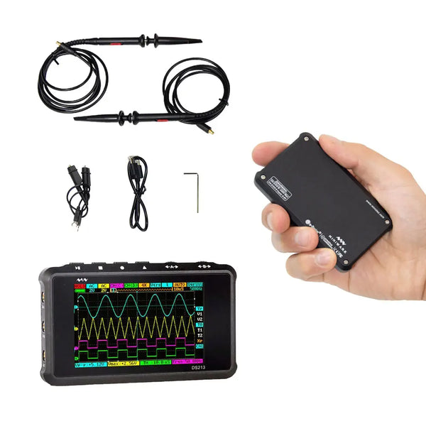 Handheld DS213 Oscilloscope, Rechargeable, 4 Channels, 15MHz