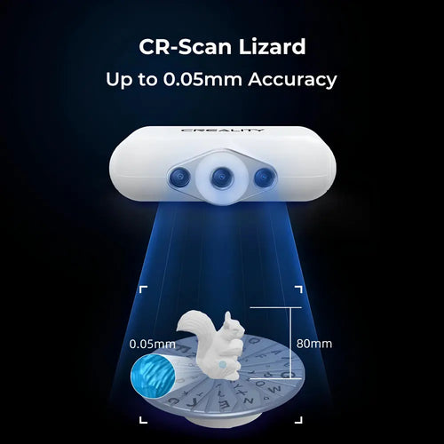 Creality CR-Scan Lizard Premium 3D Scanner, 10 FPS, Markerless Quick Scan, Turntable Handheld Mode, Black Object Scanning