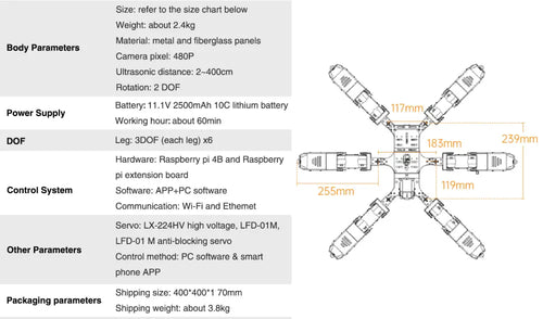 Hiwonder Spiderpi AI Intelligent Visual Hexapod Robot w/ Raspberry Pi 4B 4GB - Advanced Kit