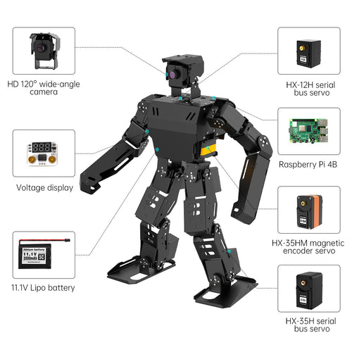 AiNex ROS Education AI Vision Humanoid Robot Powered by Raspberry Pi Inverse Kinematics Learning Teaching Kit (Starter Kit/ WIth Raspberry Pi 4B 8GB)