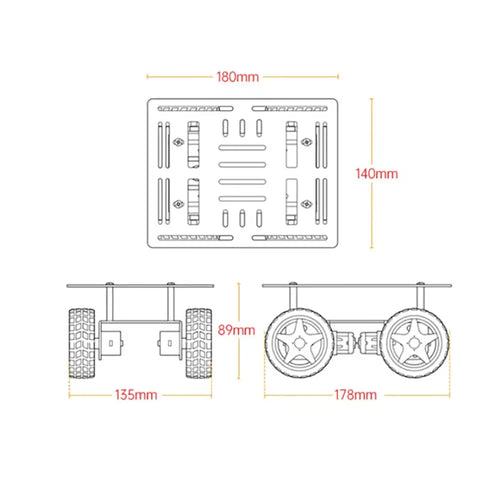 Hiwonder 4WD Chassis Car Kit w/ Aluminum Alloy Frame &amp; TT Motor