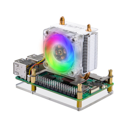52Pi ICE Tower CPU Cooler RGB LED Light Cooling Fan for Raspberry Pi 5