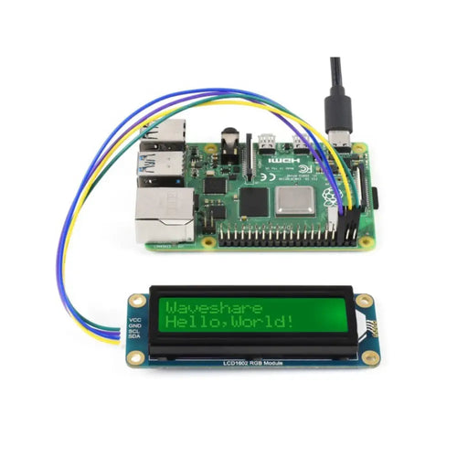 Waveshare LCD1602 RGB Module, 16x2 Characters, RGB Backlight, 3.3V/5V, I2C Bus