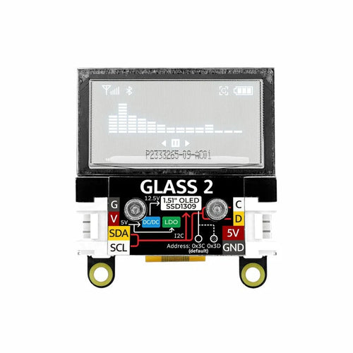 M5Stack Glass 2 Unit w/ 1.51 inch Transparent OLED Display