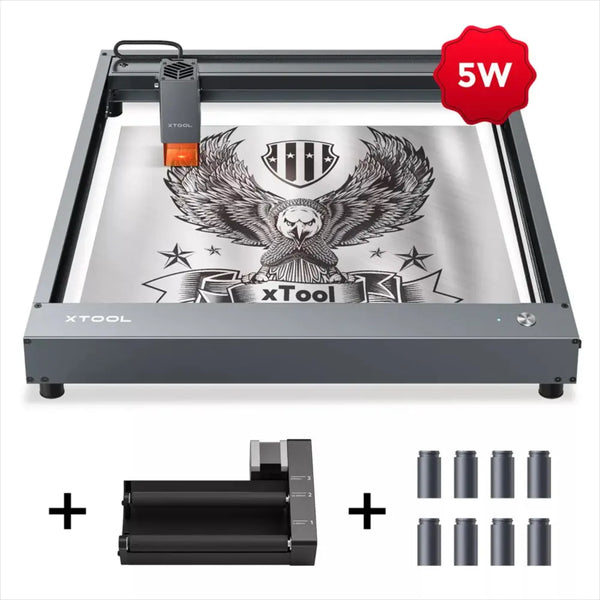 Makeblock xTool D1-5W + D1 Rotary Attachment + Raiser (2 sets 45mm)