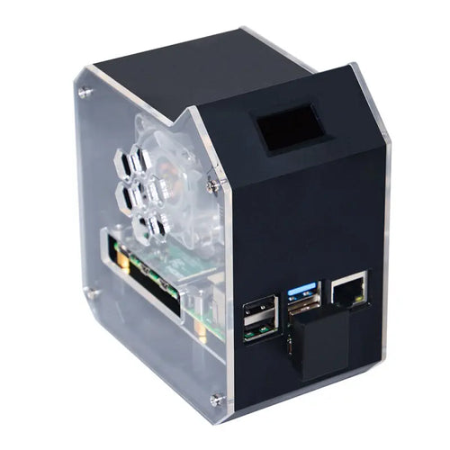 Mini Tower NAS Kit for RPi 4B, 2TB M.2 SATA SSD, Heat Dissipation, OLED Screen