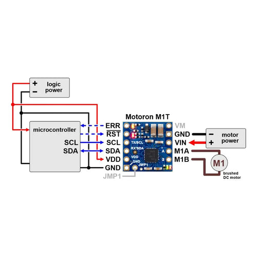 Motoron M1T256 Single I2C Motor Controller (Header Pins Soldered)