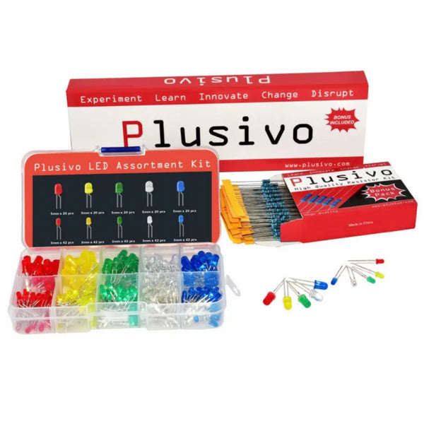 Plusivo Diffused LED Assortment Kit w/ Bonus Resistor Pack