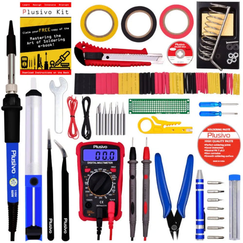 Plusivo Soldering Iron Kit w/ Digital Multimeter (US Plug)