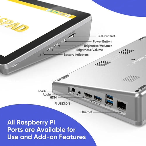 Raspad 3-A Portable Raspberry Pi Tablet to Learn & Program in Mins (US Plug, w/o RPi 4)