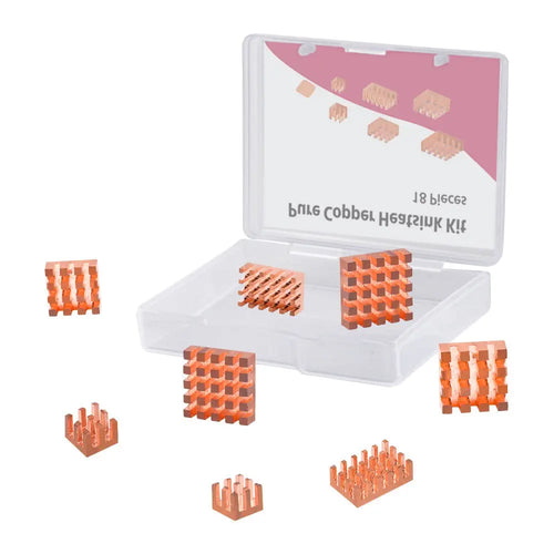 Copper Heatsink Kit for Raspberry Pi 5 / 4B / 3B+ (18x)