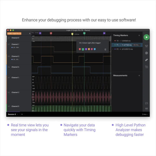 Saleae Logic Pro 16 Logic Analyzer 16 Channels & 100MHz (Red)