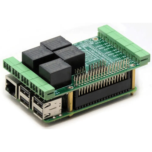 Sequent Microsystems 4-Relays 4-HV-Inputs 8-Layer Stackable HAT for Raspberry Pi