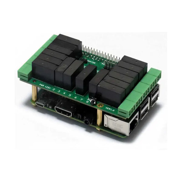 Sequent Microsystems 16 Relays 2A/24V 8-Layer Stackable HAT for Raspberry Pi