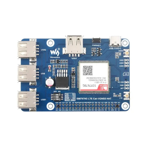 Waveshare SIM7670G Global Multi-Band LTE 4G Cat-1/GNSS HAT for Raspberry Pi