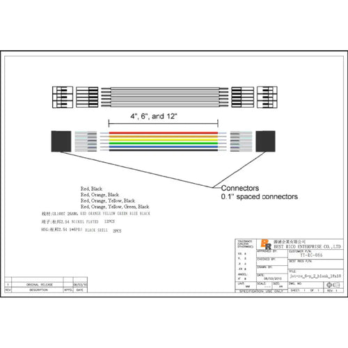 Sparkfun Jumper Wire - 0.1in., 6-Pin, 6in.