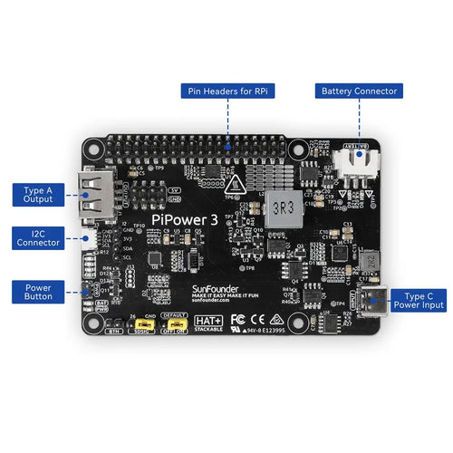 SunFounder Raspberry Pi 4 UPS Power Supply Compatible w/ RPi 4B/3B+/3B/Zero 2 W/Arduino/ESP32/Pico W