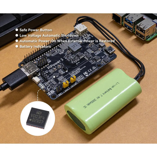 SunFounder Raspberry Pi 4 UPS Power Supply Compatible w/ RPi 4B/3B+/3B/Zero 2 W/Arduino/ESP32/Pico W