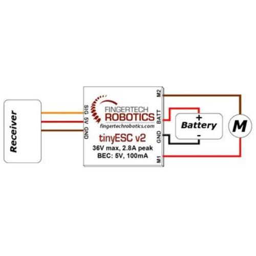 tinyESC V2 6.5V to 36V, 1A ESC