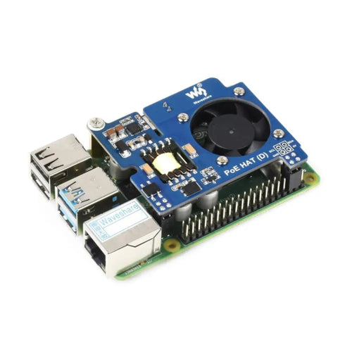 Waveshare PoE HAT (D) for Raspberry Pi 3B+/4B, 802.3af Compliant